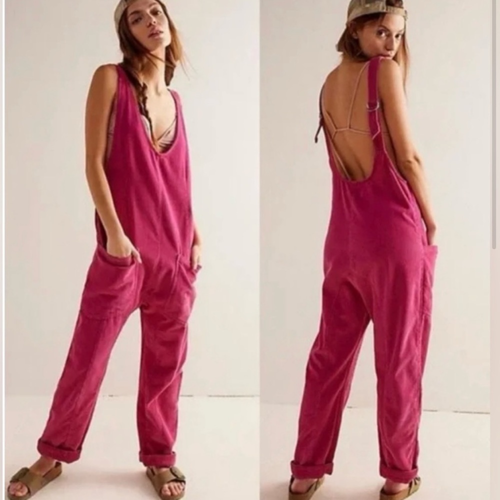 Sleeveless Magenta Cargo Jumpsuit